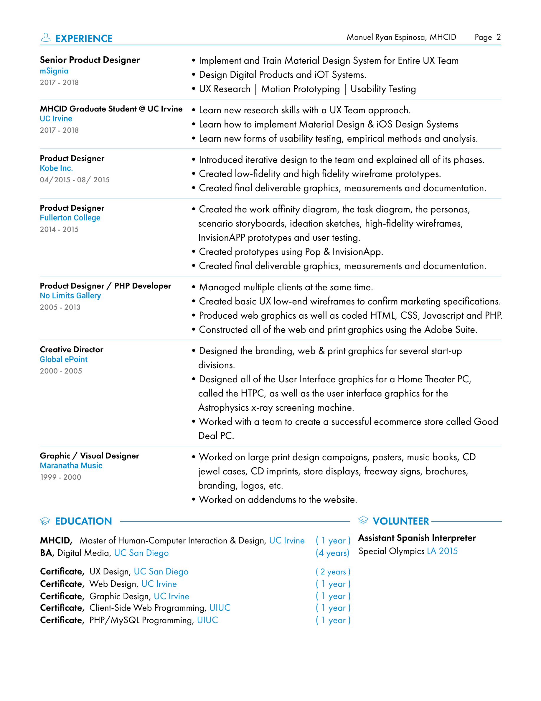 Resume user experience director